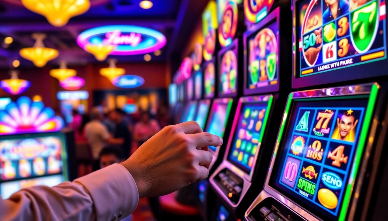 Explore the best online slots with vibrant machines and excited players in a lively casino.