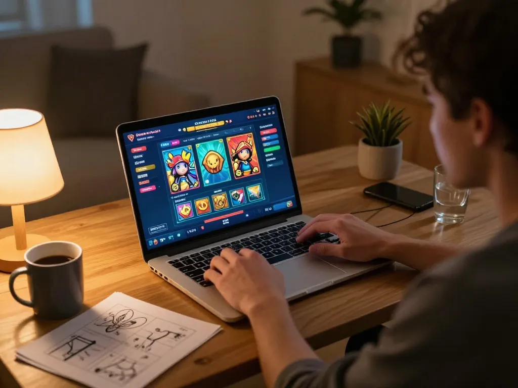 Engaging in dewa slot gameplay on a laptop at home, highlighting strategic betting and responsible entertainment.
