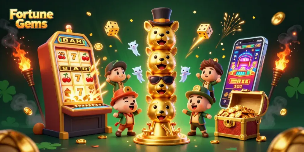 หมุนวงล้อใน Fortune Gems กับเครื่องสล็อตที่เต็มไปด้วยผลไม้และสัญลักษณ์นำโชค