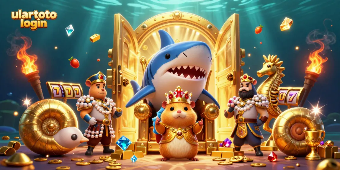 Gambarlah ulartoto login saat bermain di kasino dengan mahkota raja hamster dan harta karun emas.