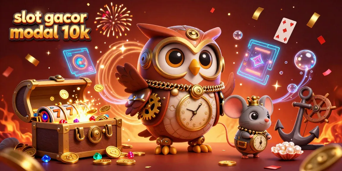 Experience the excitement of slot gacor modal 10k with vibrant 3D casino elements and a time-traveling owl.