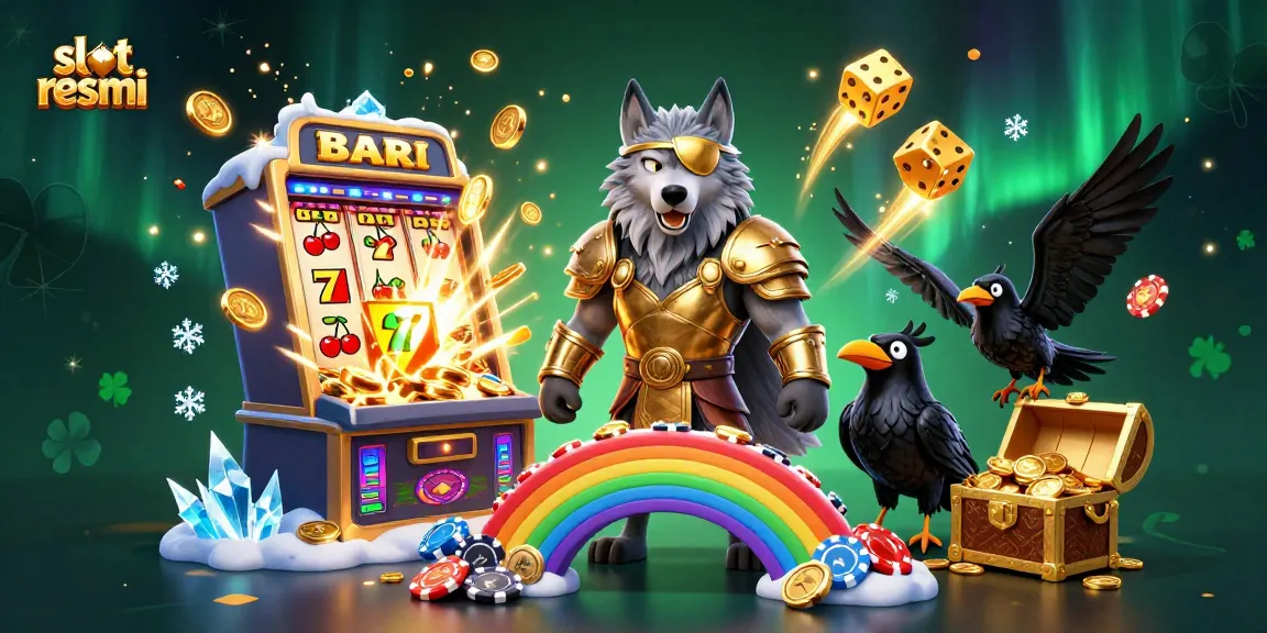Experience the excitement of slot resmi with a dynamic 3D illustration featuring Odin and casino elements.