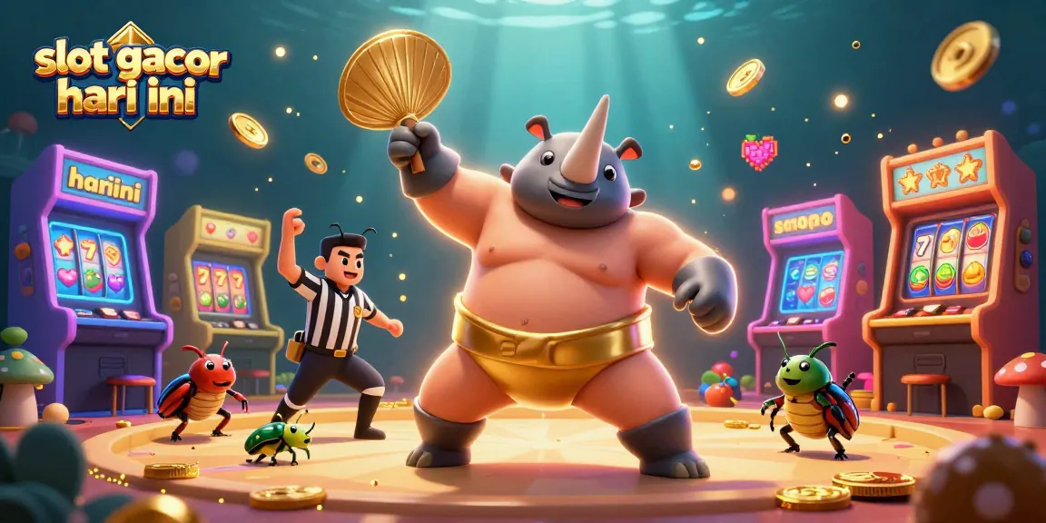 Slot gacor hari ini showcases a vivid scene with animated characters and casino elements, enhancing gaming excitement.
