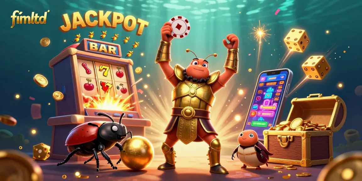 Join the fun at fimltd with a thrilling jackpot scene featuring colorful casino elements and characters.