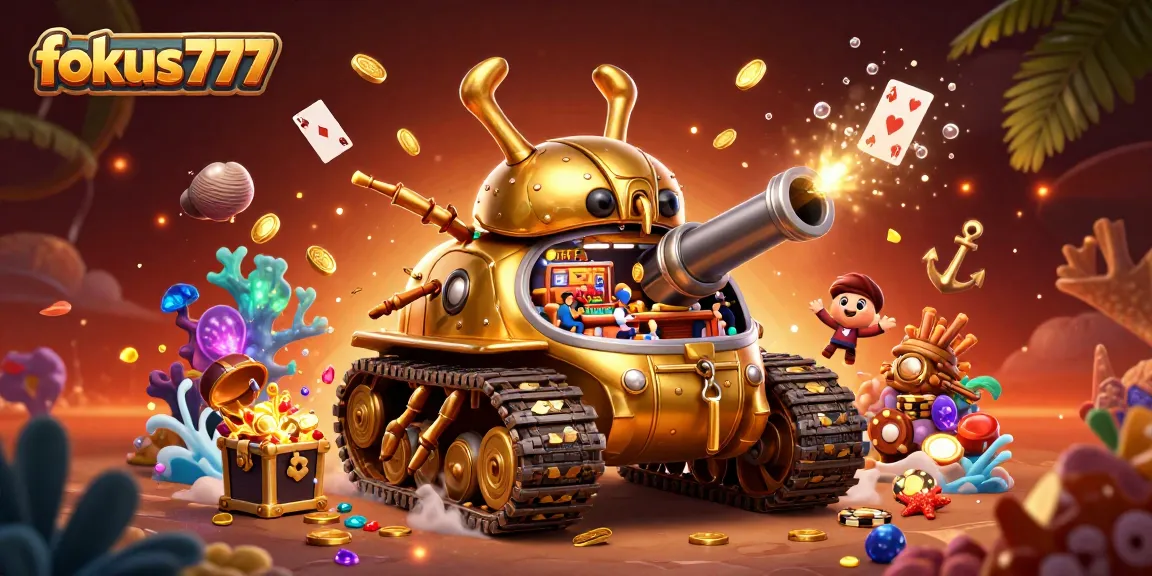Experience exciting gameplay action at fokus777 with a golden beetle tank revealing a miniature casino.