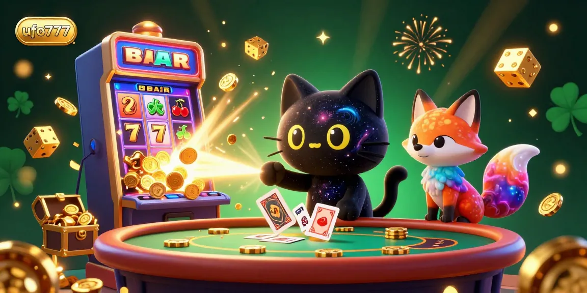 Play thrilling games with ufo777 at an exciting cosmic casino table amidst a jackpot explosion.