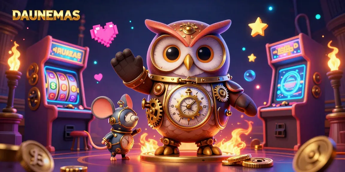 Experience the excitement of DAUNEMAS with a time-traveling owl in a steampunk casino adventure.