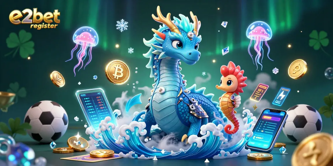Engage with e2bet register and explore thrilling betting adventures with vibrant dragon and seahorse.