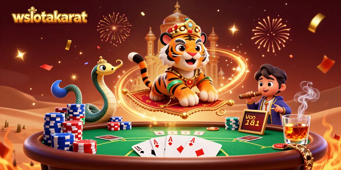 Pasang taruhan di wslotakurat dengan karakter sultan tikus berkendara karpet poker penuh warna dan lampu genie