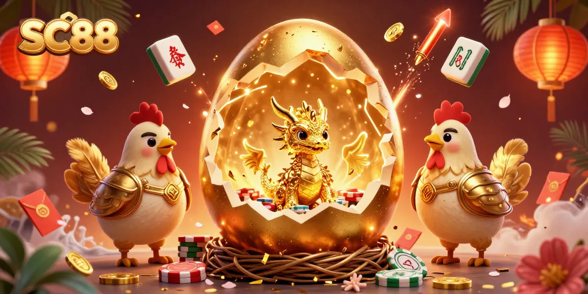 Experience SC88 with a majestic dragon amidst poker chips and glowing casino elements, exuding royal charm.