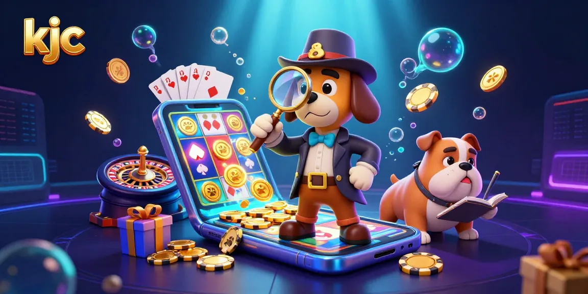 Engage with kjc through 3D dynamic characters investigating poker strategies amidst vibrant casino elements.